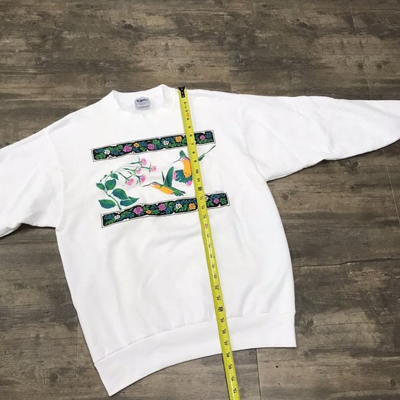 Vintage Volunteer Knit Apparel Crewneck Sweatshirt Size Large Nature Floral Bird - Picture 6 of 8